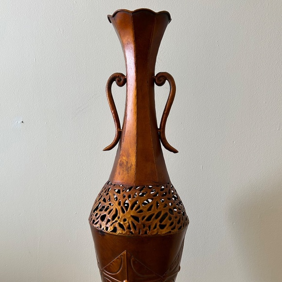 Tall Copper Colored Floor Vase - Picture 1 of 5